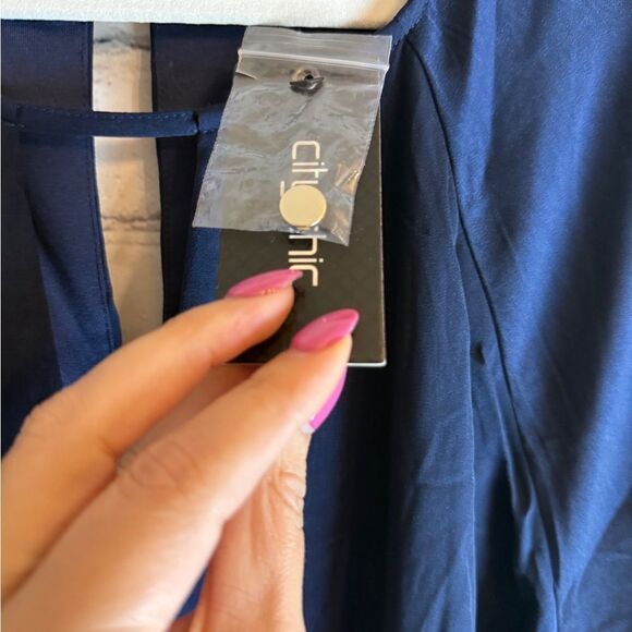 City Chic Sleek Tie Dress BLUE Size 18 - Picture 9 of 14